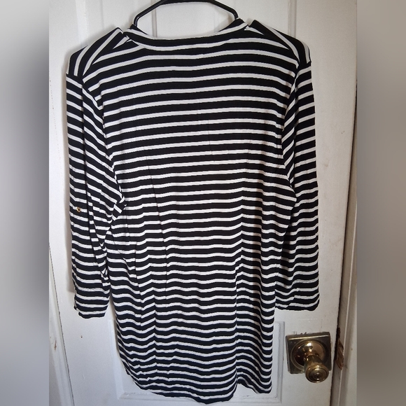 Calvin Klein Black and White Striped Zipper Top - Picture 2 of 3